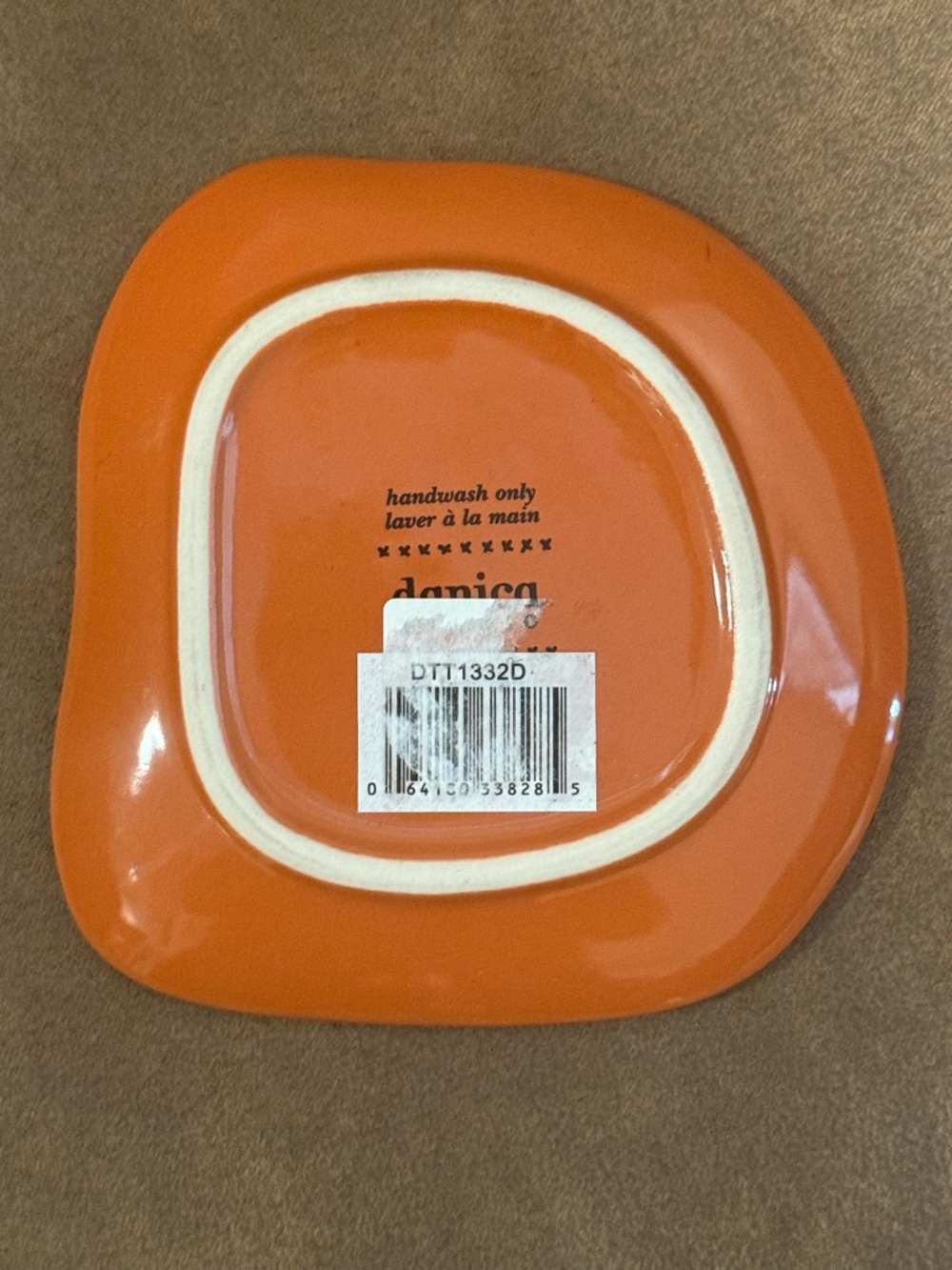 Boho Orange Ceramic Trinket Dish White Snake Motif Chinese Zodiac Lunar Plate - Picture 2 of 2